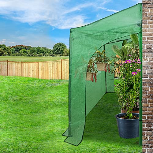 Image of EAGLE PEAK 9x4 Easy Setup Pop Up Greenhouse, Lean-to Design, Clear /Green
