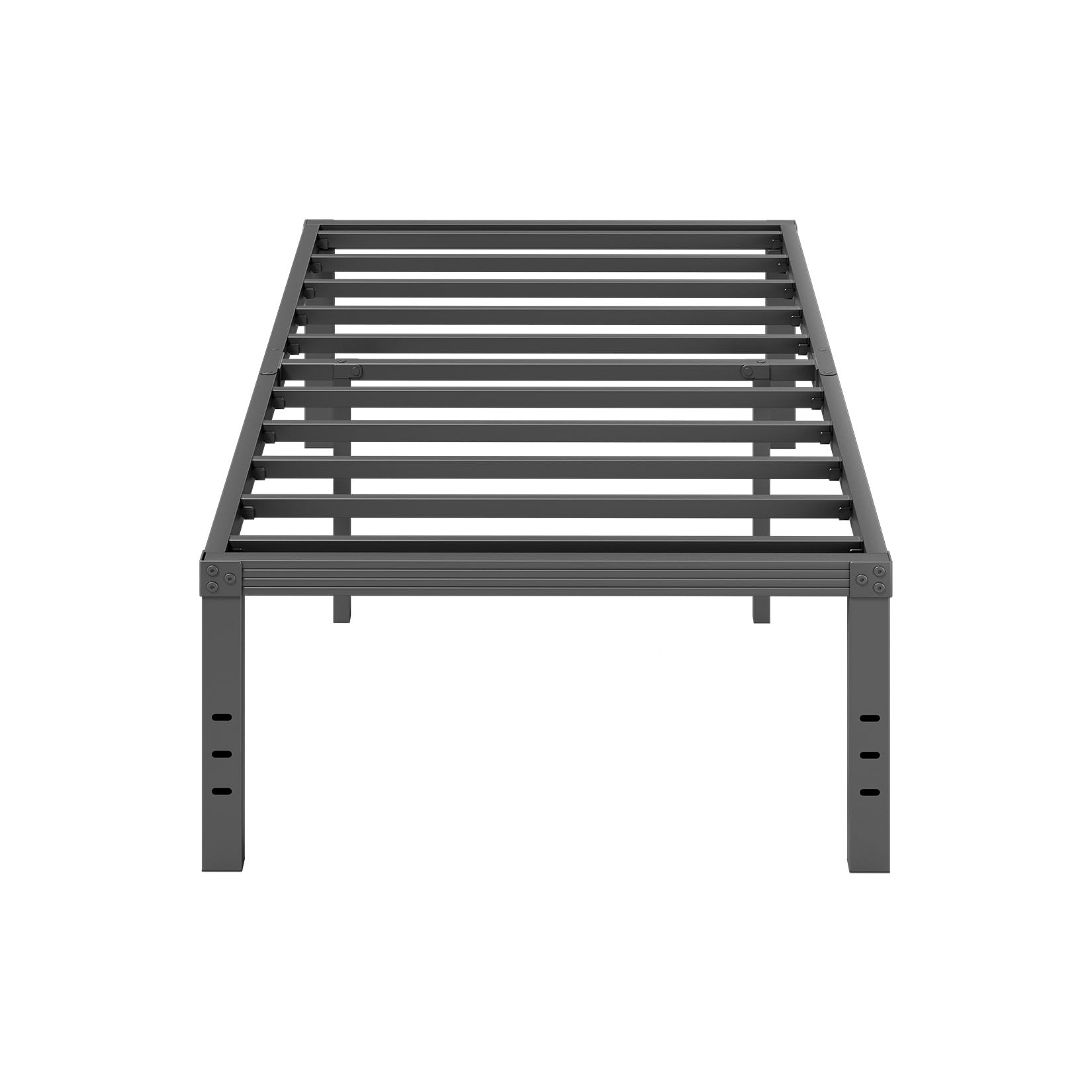 ziyoo twin bed frames, 18 inches platform bed frame, 1000lbs heavy duty steel slat, non-slip design, no box spring needed, easy assembly, quiet noise free, under bed storage space, black