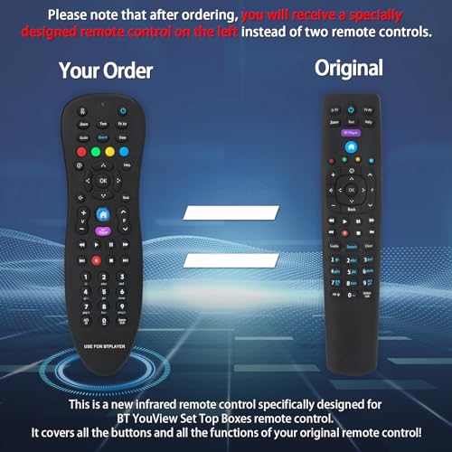 Youview Remote Control Replacement New Designed Infrared Remote Control Replacement for BT YouView Set Top ...
