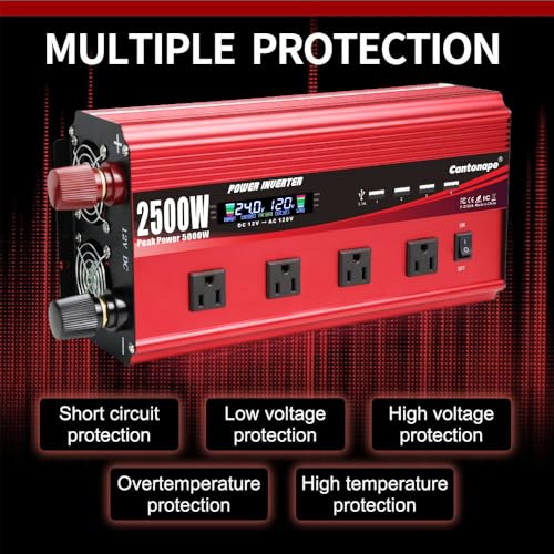 Cantonape 2500W Power Inverter 24V To 110V Dc To Ac With Lcd Display thumb #5