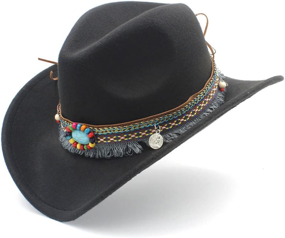 Retro Ladies Cowboy Hat Autumn Winter Top Hat Jazz Hat Felt Hat