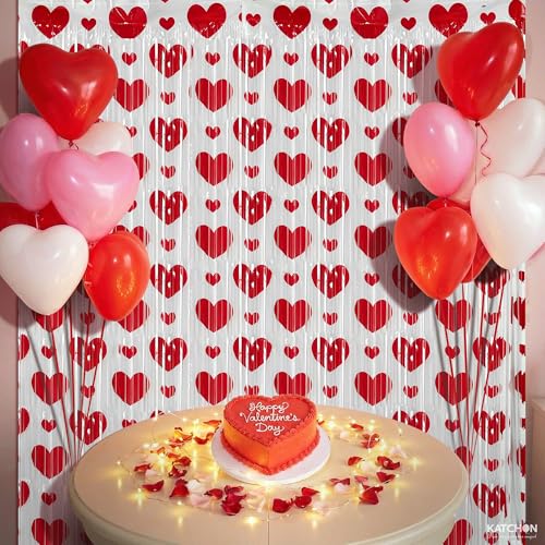 Image of KatchOn, XtraLarge Valentines Day Backdrop - 9.75x6.5 Feet, Pack of 3 | Valentine Party Decorations, Valentine Fringe Backdrop for Valentines Day Decorations and Galentines Decor