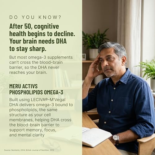 Image of Phospholipids Omega 3 Supplement for Adults 50+ | Algal DHA 250 mg | Enhanced Absorption Phospholipid Formula for Brain Eye and Heart Support Capsules | 30 Capsules