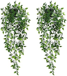 COCOBOO 2 Pack Artificial Hanging Plants Fake Potted Plants for Indoor Outdoor Shelf Wall Decor