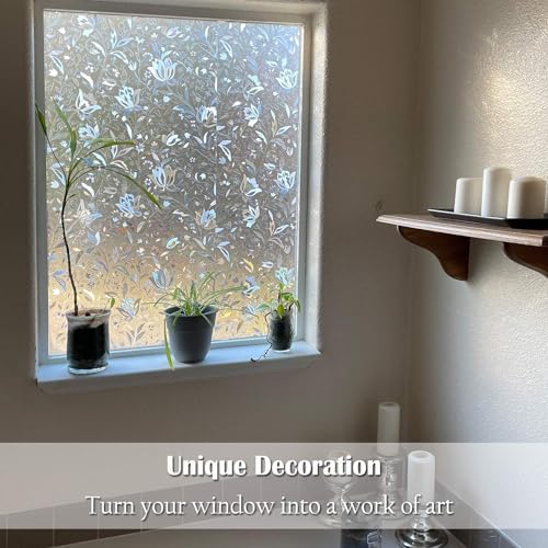 Bloss Privacy Window Film Decorative Window Privacy Film Stained Glass Window Clings, Anti-UV Sun Blocker Heat Control Window Stickers for Home(23.6 x 78.7 Inch) - Thumbnail 2