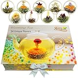 Blooming Tea & Edible Flower Infusions, Green Tea, 24 Unique Flavors Gift Set...