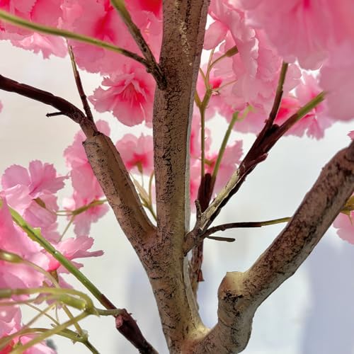 Garveehome Pink Cherry Blossom Tree, 5ft Tall Decorative Artificial Cherry Blossom Tree in Plastic Pot for Indoor Outdoor Home Office Party Wedding Housewarming Gift (Double Pole)