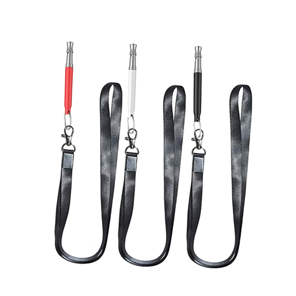 Abaodam 3Pcs Dog Whistle Training Tool with Lanyard Black White Red Control for Pet Training Lightweight and Portable for Various Dog Breeds