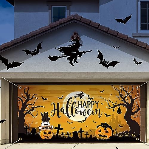 Bannière Halloween 300x50 Cm - Tissu Extérieur - Décoration Jardin Mur Porche - Happy Halloween