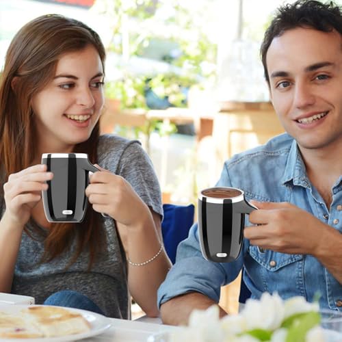 Image of CYANLUX Self Stirring Coffee Mug, Automatic Magnetic Stirring Coffee Mug, Rechargeable Stainless Steel Electric Mixing Cup with Lid for Coffee Milk Tea (Black)