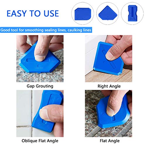 12 Pcs Caulking Finishing Tool Kit, Caulking Tools (stainless steelhead) Silicone Sealant Caulk Grout Remover Scraper and Caulk Nozzle Applicator for Kitchen, Bathroom, Window and Sink Joint