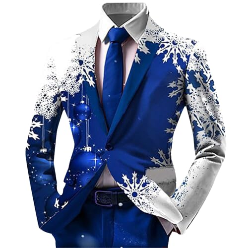Mens Christmas Blazer Ugly Jacket Lightweight Xmas Snowflake Printed One Button Business Office Jacket Work Blazers3