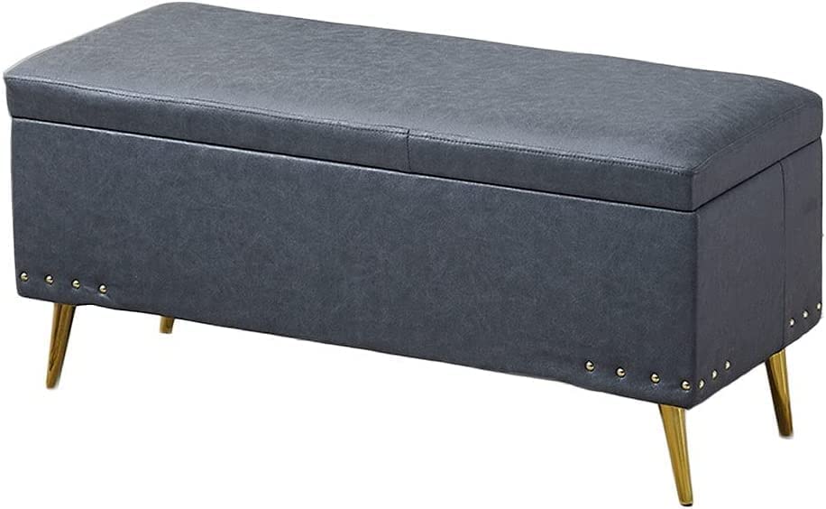 Banc de rangement gris bleu pour chambre et vestiaire moderne