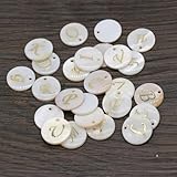 Lote de 5 unidades de abalorios de concha natural con letras AZ, cuentas de concha de nácar, cuentas sueltas del alfabeto para hacer pulseras, anillos y joyas, 15 mm