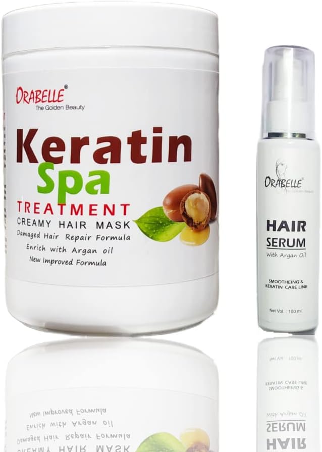 Orabelle Keratin hair Spa treatment for Dry, damage and chemically treated hairs 1000ml with Keratin hair serum 100ml