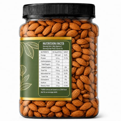 Image of NUTRIZAIKA Natural Almonds 500g | Badam Giri Rich In Protein & Dietary Fiber Almond | Crunchy Texture & Delicious Nutty Flavour | No Added Preservatives Or Artificial Flavors