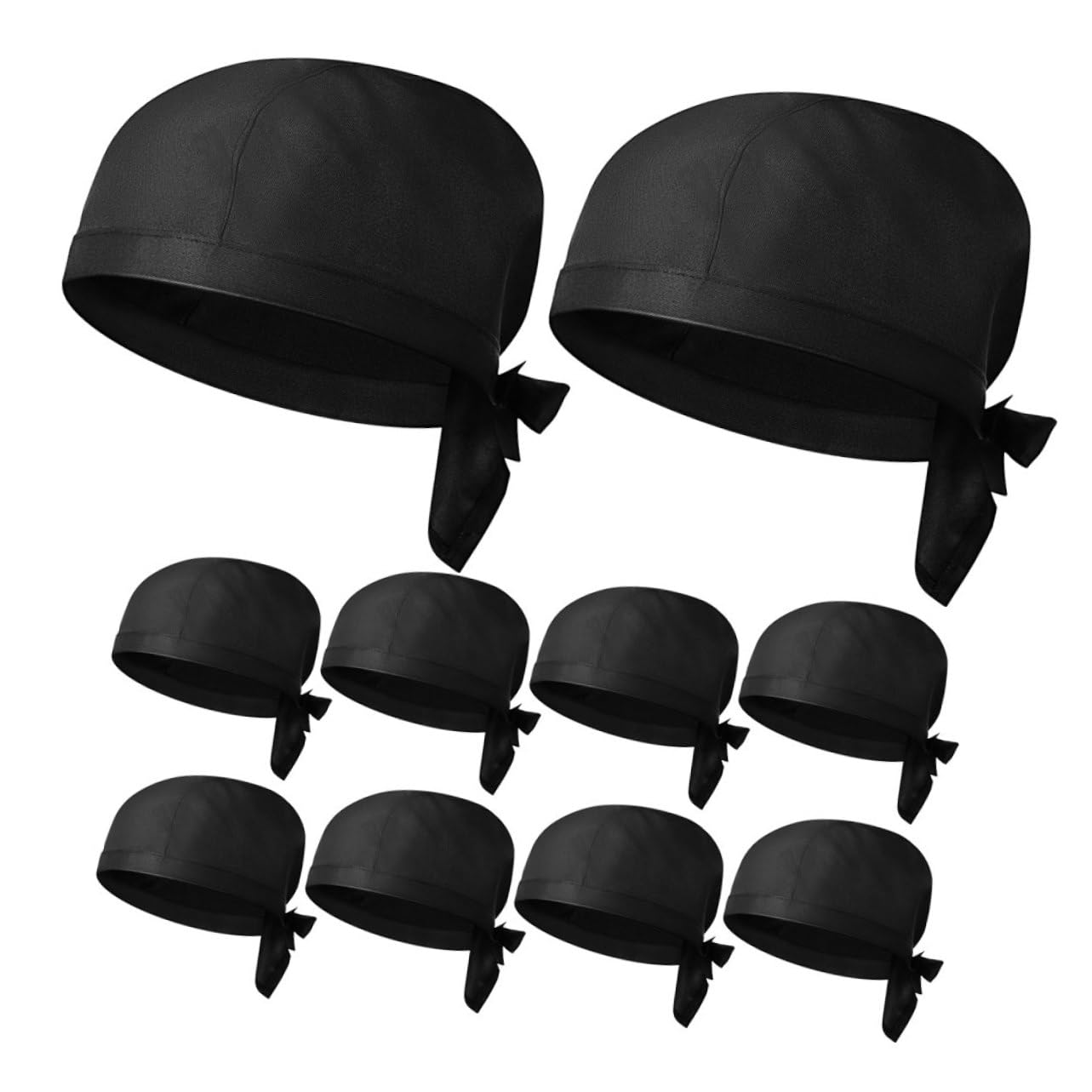 PartyKindom Cappello da Cucina Nero in Cotone 10 Pezzi, Unisex | Design Semplice e Creativo, Comodo da Indossare, per Cuochi e Camerieri