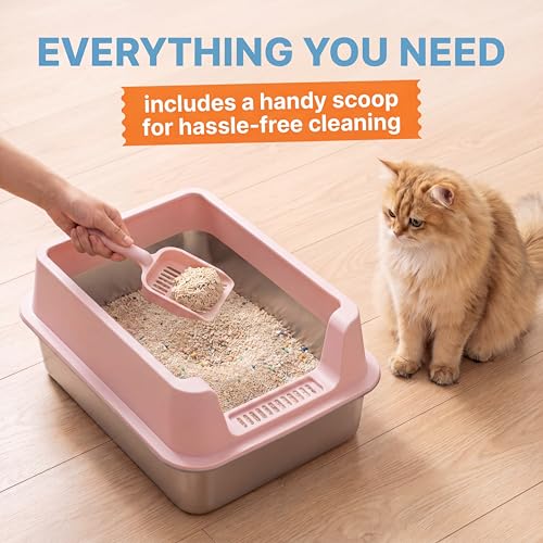 2 Pack XXL arenero gato acero inoxidable abierto rosa miniatura 5