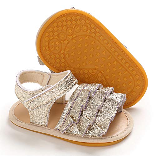 Meckior Baby Toddler Infant Girls PU Leather Soft Closed Toe Summer Sandals Flower Princess Flat Shoes