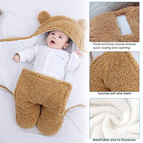Yissone Pasgeboren Baby Inbakeren Deken Zachte Warme Hooded Wrap Slaapzak Voor Pasgeboren Baby Baby Jongens En Meisjes… - Image 3