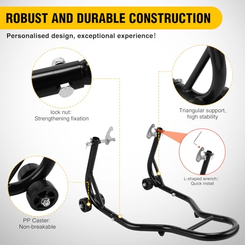 Image of Nilight Universal 850lbs Motorcycle Front Rear Combo Stand | Front Wheel Fork Stand Rear U+L Fork Swingarm Spool Stand for Most Yamaha Honda Kawasaki Suzuki