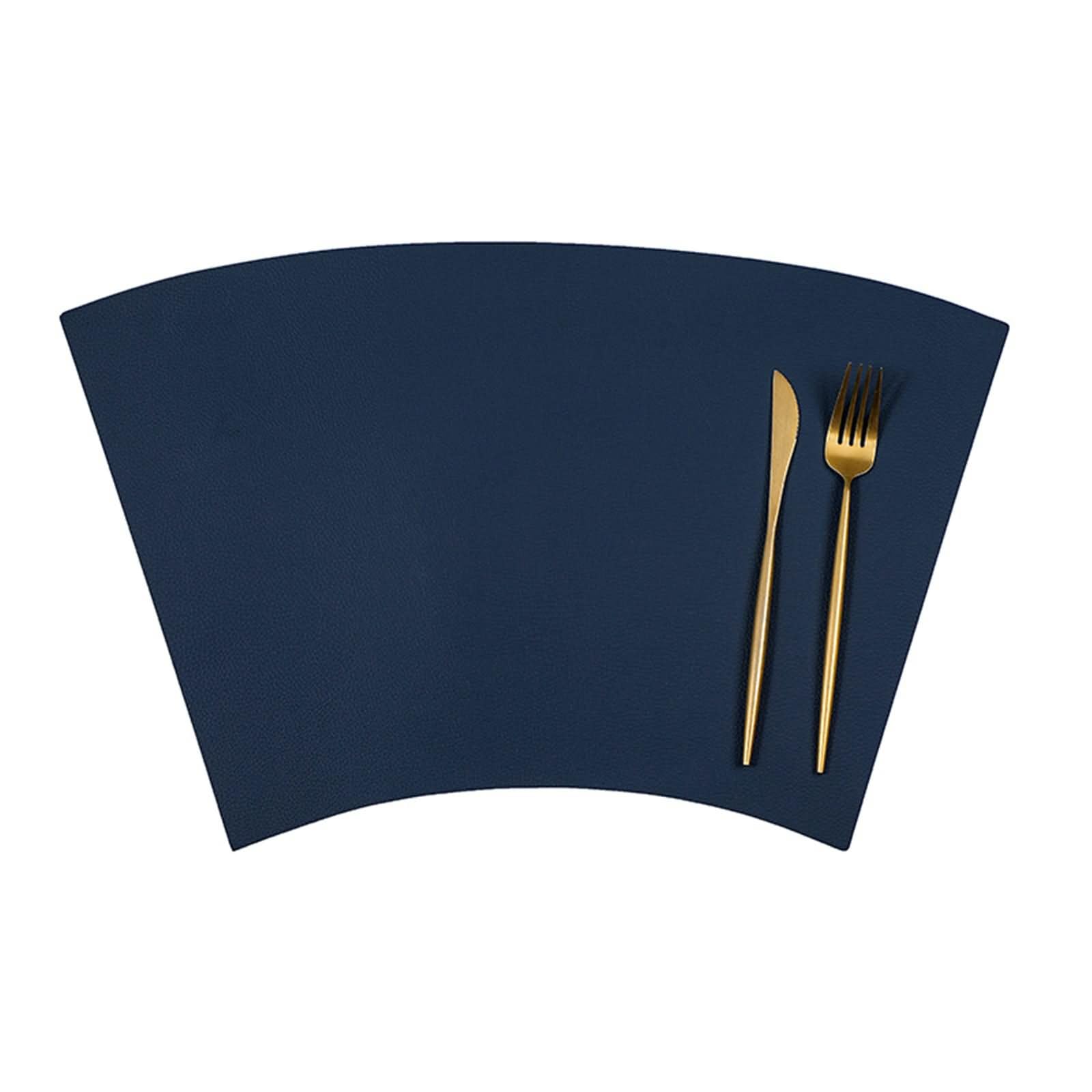 8 Napperon Table Salle a Manger, 43 x 27 CM Gris Bleu Foncé Tapis Table Antidérapant, Couleur Unie Double Face avec Ventilateur