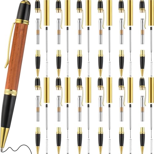 Sknrlko Holzgefertigte Drehbare Kugelschreiber, 12er-Pack, mit Kupfer-Drehteller für Kreative Klassenzimmerprojekte.