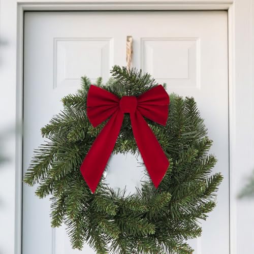 BETESSIN 8 Piezas Lazo Rojo 23x27cm para Navidad, Lazo de Tela Decoración para Árbol de Navidad Corona de Flores, Lazo Decorativo de Puertas Escaleras Patios Ventanas Chimenea