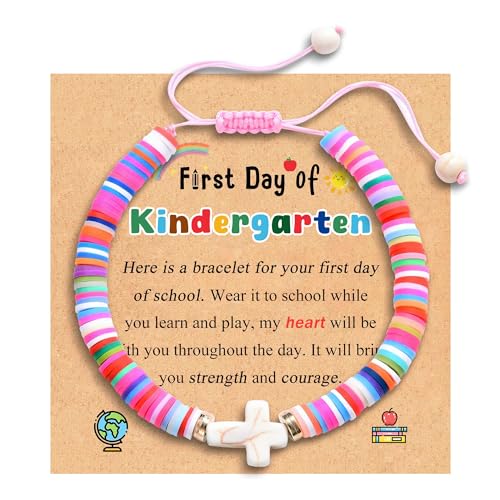 Image of Leyung First Day of Kindergarten Bracelet for Boys, Cross Anxiety Bracelet, Back to School Stuff, First Day of Kindergarten Gifts for Girls Daughter Granddaughter Niece