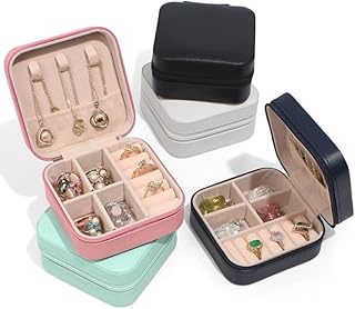 علبة مجوهرات قطيفة أنيقة للسفر، صندوق مجوهرات صغير محمول، منظم تخزين صغير للخواتم والحلقان والسلاسل والأساور، قطعة مناسبة للنساء والبنات (لون أخضر فاتح)