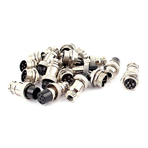 Conector aviación 6 pasadores de 16mm antivibración con rosca metálica para panel 10 pares
