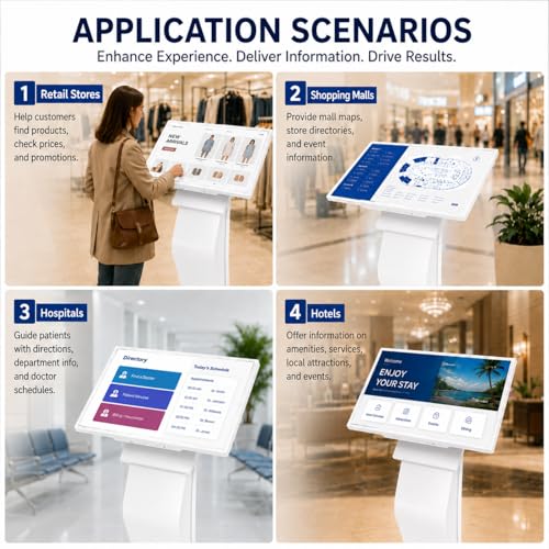 Image of 43 inch Touch Screen Kiosk, Windows System(8+128g), K-Style Stand Inquiry Machine, Human-Machine Interaction Smoothly for Mall Navigation /Self-Ordering /Advertising /Retail Store