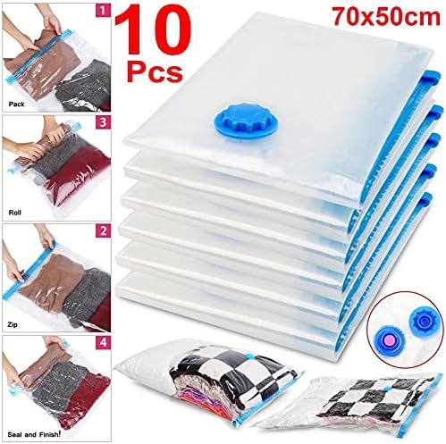 UK-TECH 70X50CM Large Vacuum Storage Space Saving Bag Space Saver Bag Clothes Bedding Organizer 10pcs