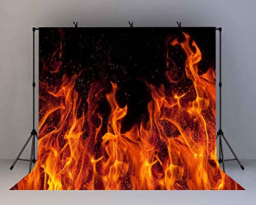 LYLYCTY 10x10ft Fire Backdrop for Photography Dancing Flame Black Background for Theme Party Portrait Birthday Party Banner Photo Booth Studio Props BJLY77