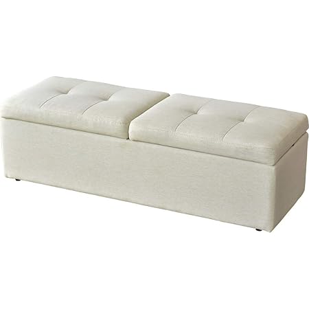 Amazon Co Jp Doris 収納スツール ベンチソファ 幅119 木製 ファブリック アイボリー ツインベンチ ホーム キッチン