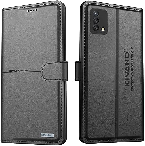 Image of KIVANO Compatible with Oppo F19 / Oppo F19s Flip Cover | Leather Finish | Inside Pockets & Inbuilt Stand | Shockproof Wallet Style Magnetic Closure Back Cover Case