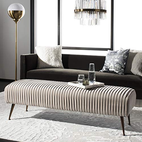 Safavieh Couture Home Salome 60-Inch Glam Giotto Almond Velvet And Antique Brass Bench #TOP14