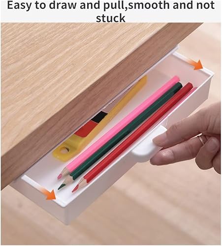 Miniatura 5 de Smala Organizador de cajones para debajo del escritorio caja de almacenamiento invisible contenedor estacionario adhesivo soporte de maquillaje de