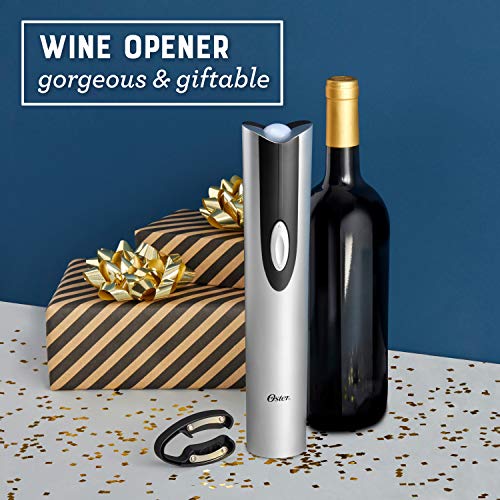 Oster Cordless Electric Wine Bottle Opener with Foil Cutter, Silver - Thumbnail 2