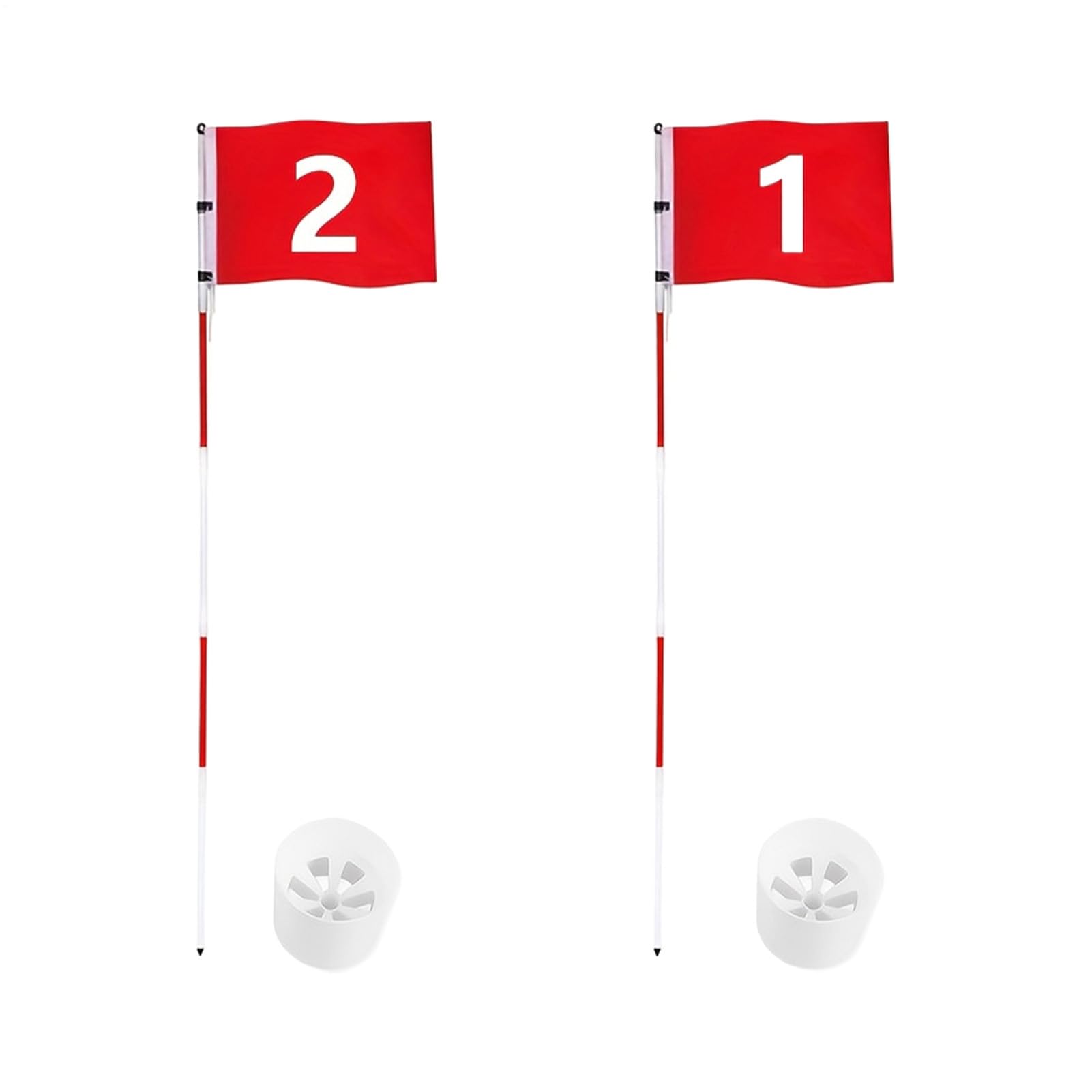 Golf Loch Fahne mit Fahnenstange | Aus 5-teiliger wetterfester Glasfaser | Übungsfahnen für das Putting Green | Für Hobbygolfer, Anfänger und Profis im Garten, Verein oder auf dem Platz