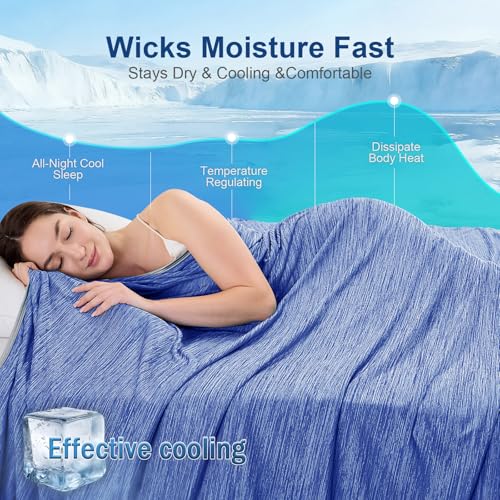 Image of KMUSET Cooling Blanket Throw (50 inchx60 inch), Double Sided Summer Cooling Blankets for Hot Sleepers & Night Sweats, Soft Lightweight Blanket for Beach, Sofa Bed Couch, Gifts for Women Men Greyish Blue