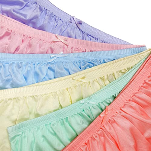 Littledream Lot Of 6 Vintage Size L Sheer Transparent Silk Nylon Panties Men Womens Full Cut Briefs Knicker Underwear Hips 36"-44" High Waist Granny Brief Mushroom Gusset #TOP2