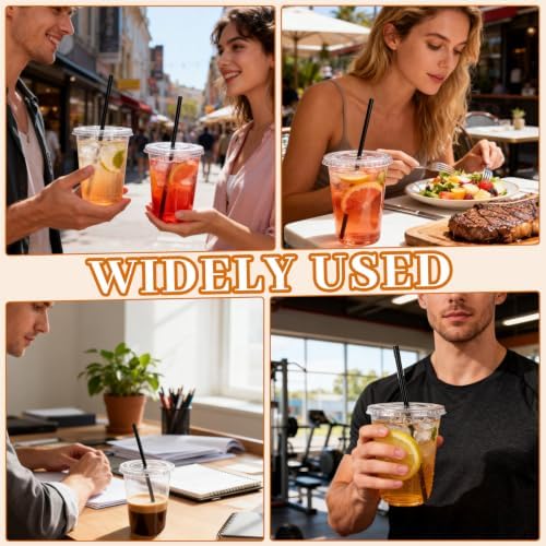 GGOLDMER 25 Set 16oz Clear Round Bottom Plastic Cups with Lids and Straws — 사진 7