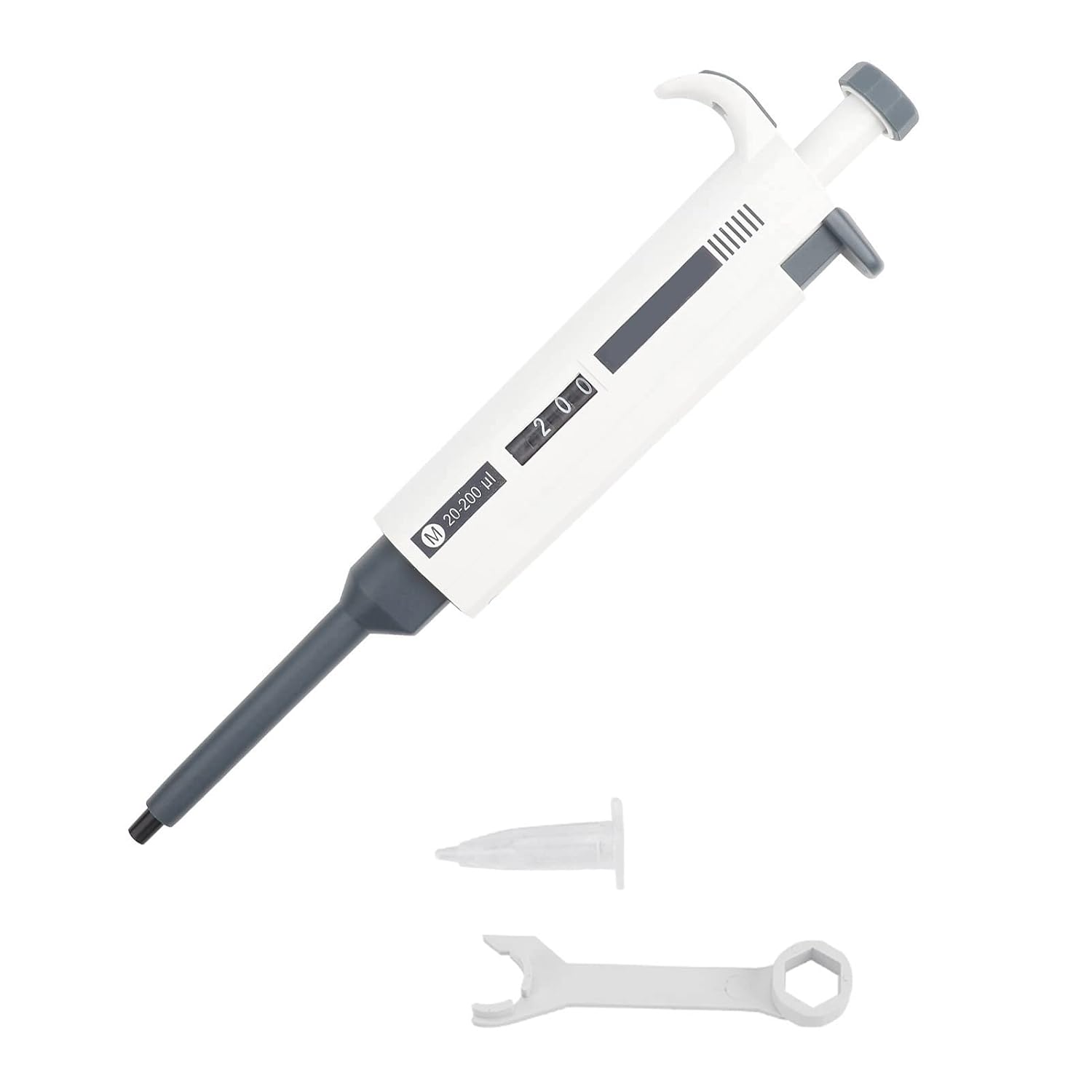 Brilluxa Adjustable Micropipette, Single Channel Pipette Lab Pipette, 20-200uL Liquid Transfer Pipettor for Biology Chemistry Labs, Precision Sample Dispensing Tool