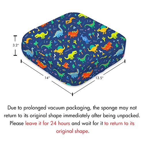 E1F1Nn Dot Toddler Booster Seat For Dining Table, Portable Kids Booster Seat With Safety Buckles, High Cushion For Travel With Non-Slip Bottom (Blue Dinosaur) #TOP5