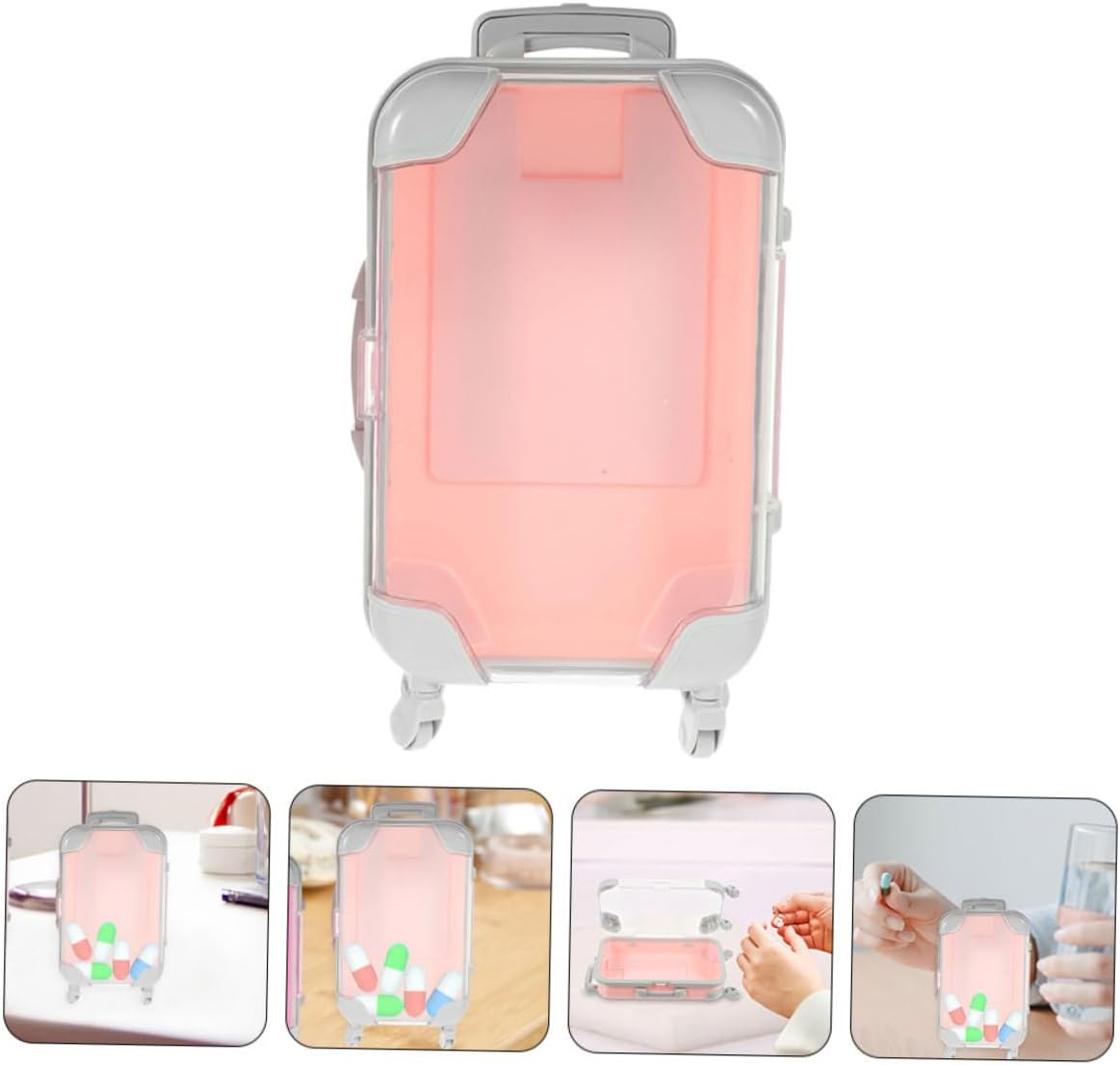 Angoily 4pcs Mini Trolley Makeup Case Portable Cosmetic Storage for Travel Makeup Suitcase for Organizing Eyelashes and Essentials Design for Women Girls