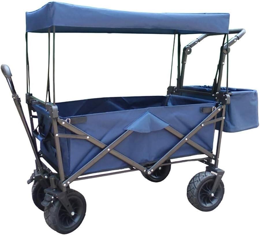 Chariot de jardin pliant navy ELzEy avec auvent de transport