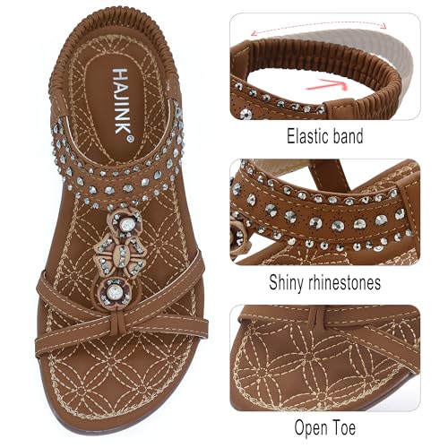 Women Sandals Comfortable Bohemian Flats Walking Strap Elastic Slip On Casual Beach Sandal Shoes for Summer4