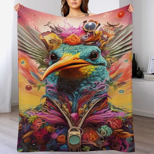 Couverture polaire canapé oiseau tapis douillet flanelle 130x180 - 2