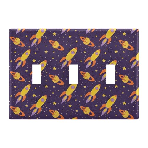 Light Switch Cover Rocket Star Wall Plates for Electrical Outlets 3 Gang 202b5313